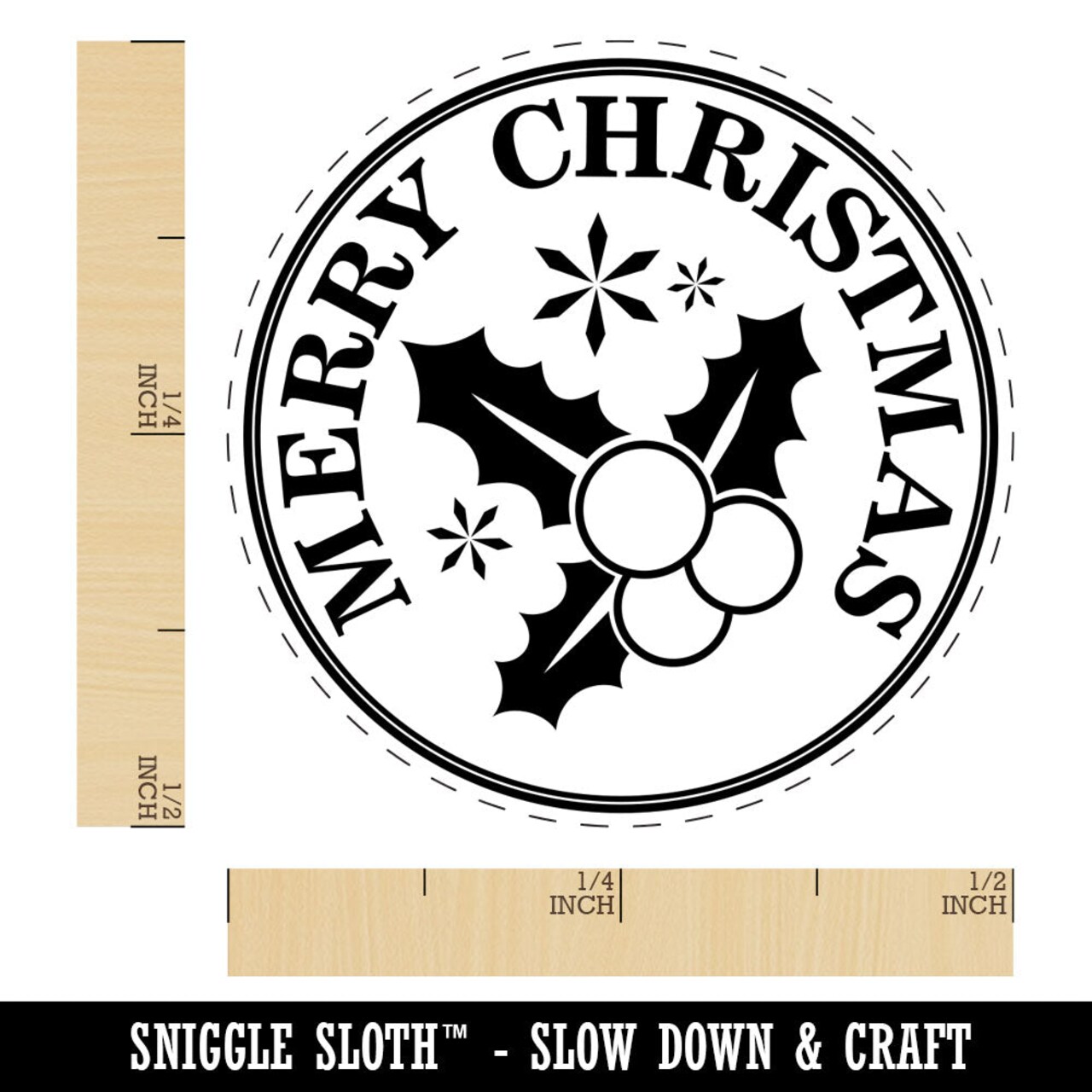 Merry Christmas Holiday Holly Berry Leaf Rubber Stamp for Stamping Crafting Planners